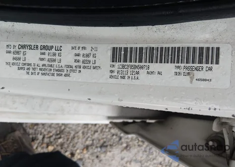 2011 Chrysler 200 Limited from USA, damaged, VIN 1C3BC2FB5BN500718